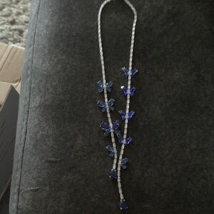 Elegant Silver and Blue Butterfly Necklace